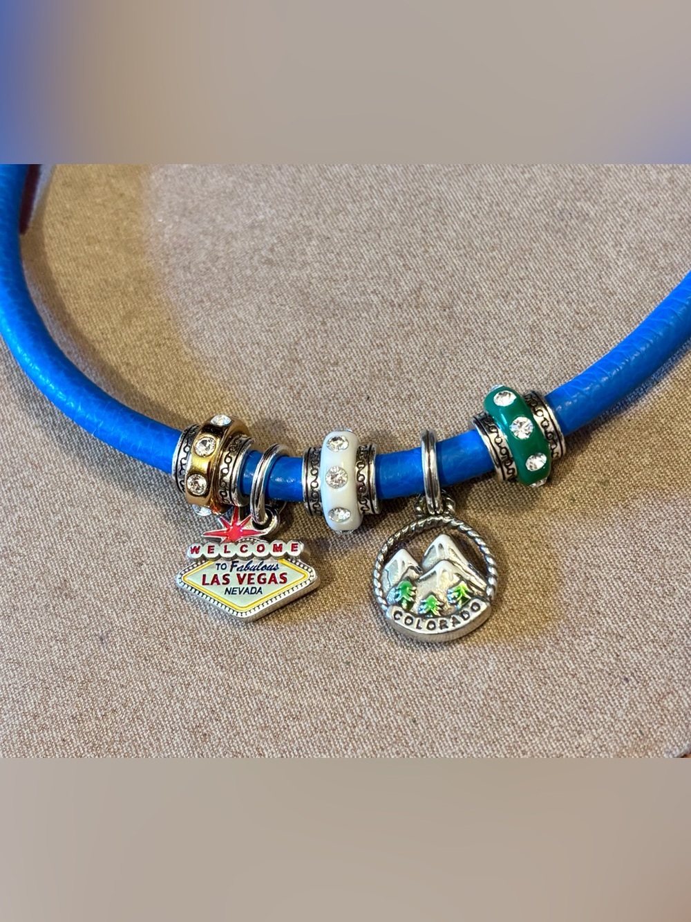 🆕 Brighton Triple Woodstock leather bracelet in Bright blue Fits beads & charms - Picture 9 of 9